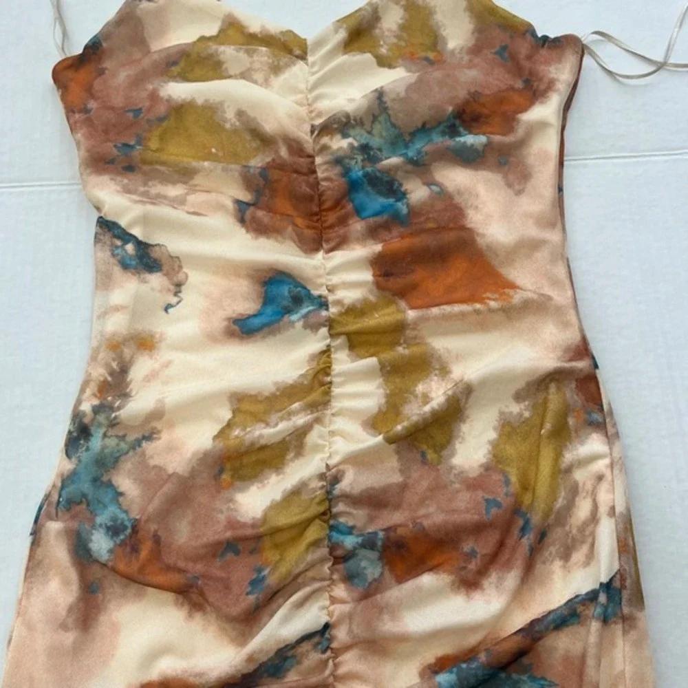 Y2K Abstract‎ Mesh Ruched Bodycon Dress Small Sheer Layered Artsy Indie Ethereal - Picture 6 of 8